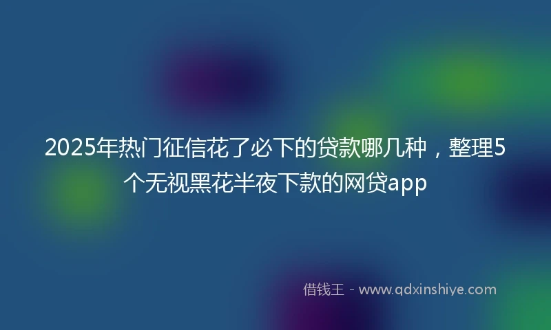 2025年热门征信花了必下的贷款哪几种，整理5个无视黑花半夜下款的网贷app