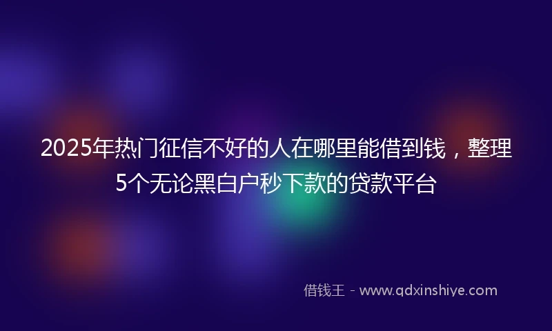 2025年热门征信不好的人在哪里能借到钱，整理5个无论黑白户秒下款的贷款平台