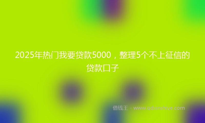 2025年热门我要贷款5000，整理5个不上征信的贷款口子