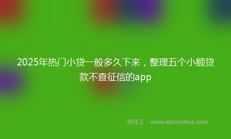 2025年热门小贷一般多久下来，整理五个小额贷款不查征信的app