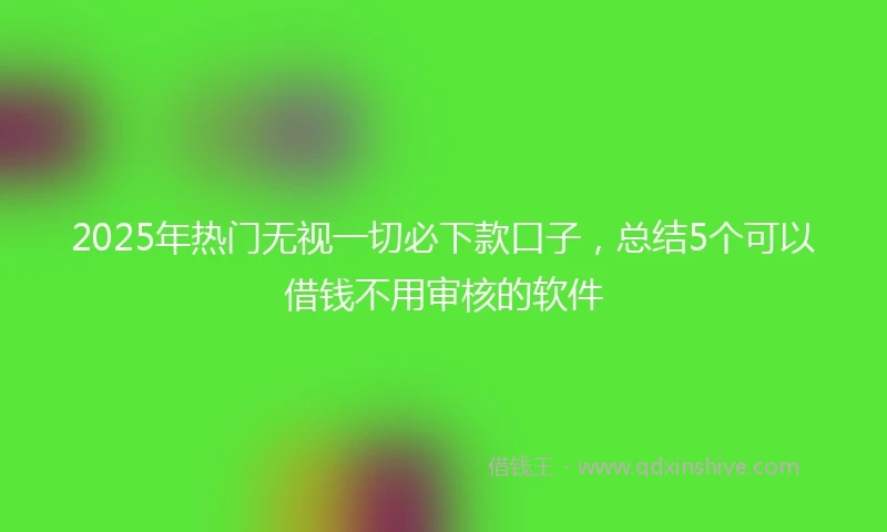2025年热门无视一切必下款口子，总结5个可以借钱不用审核的软件