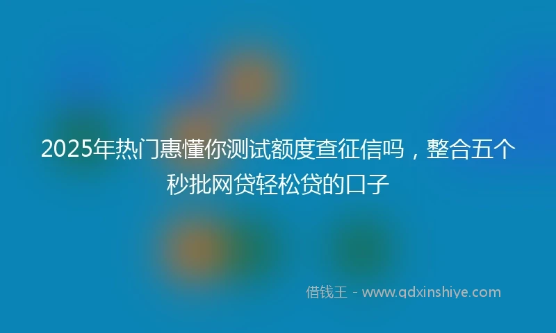 2025年热门惠懂你测试额度查征信吗，整合五个秒批网贷轻松贷的口子