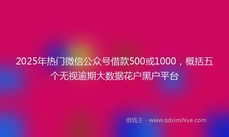 2025年热门微信公众号借款500或1000，概括五个无视逾期大数据花户黑户平台