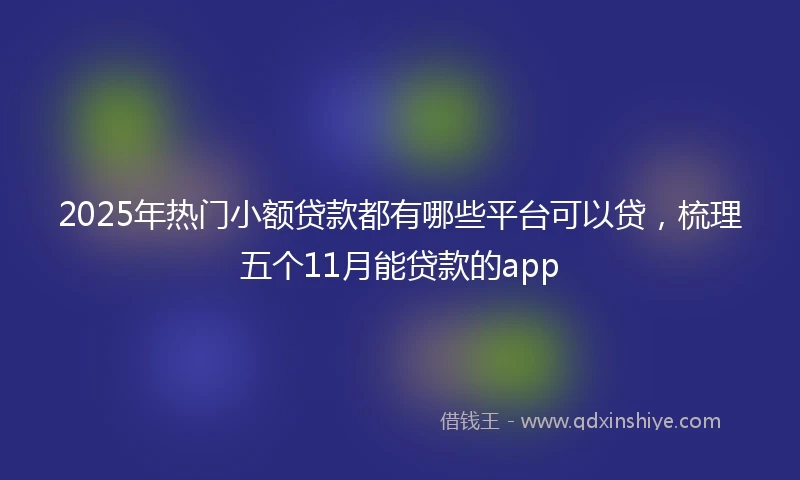 2025年热门小额贷款都有哪些平台可以贷，梳理五个11月能贷款的app