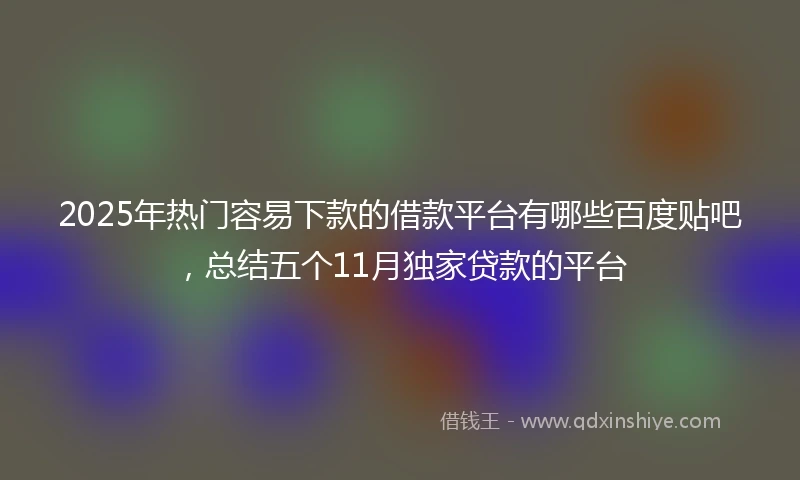 2025年热门容易下款的借款平台有哪些百度贴吧，总结五个11月独家贷款的平台