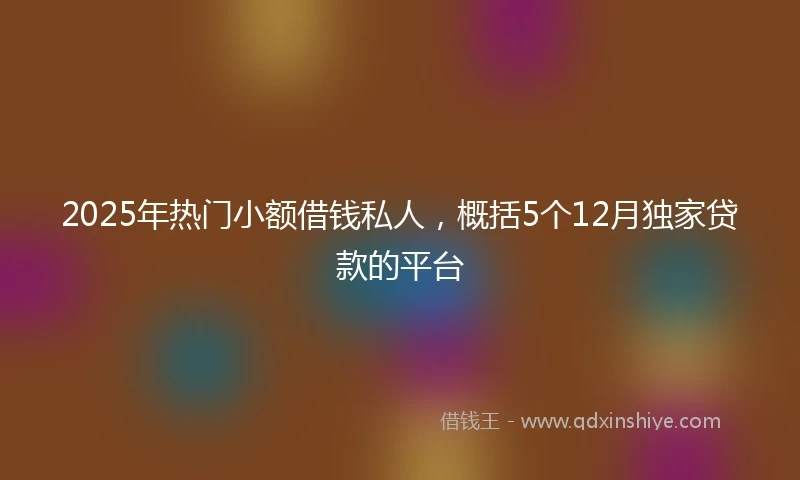 2025年热门小额借钱私人，概括5个12月独家贷款的平台