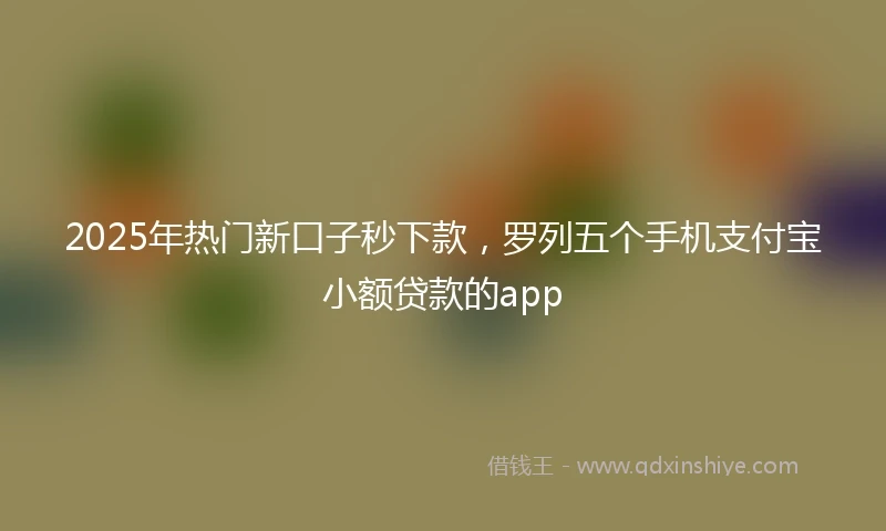 2025年热门新口子秒下款，罗列五个手机支付宝小额贷款的app