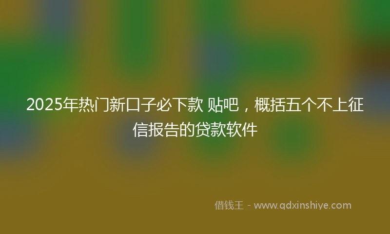 2025年热门新口子必下款 贴吧，概括五个不上征信报告的贷款软件
