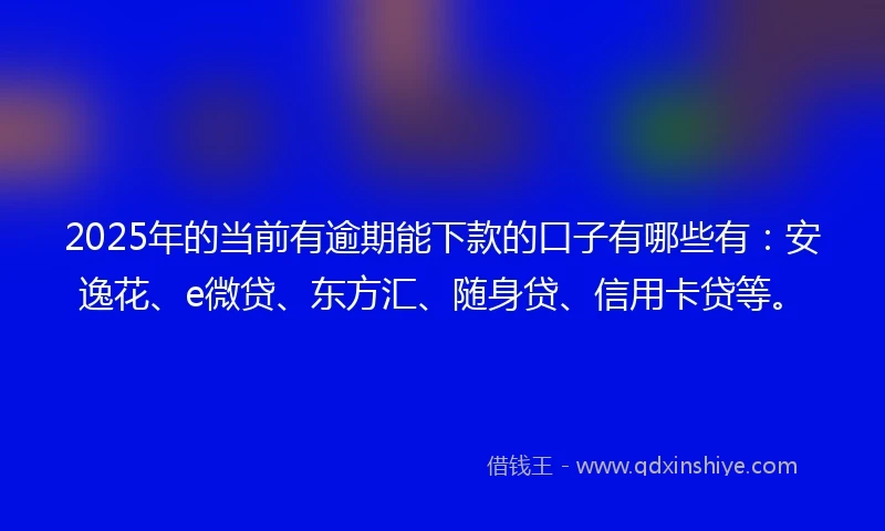 2025年的当前有逾期能下款的口子有哪些有：安逸花、e微贷、东方汇、随身贷、信用卡贷等。