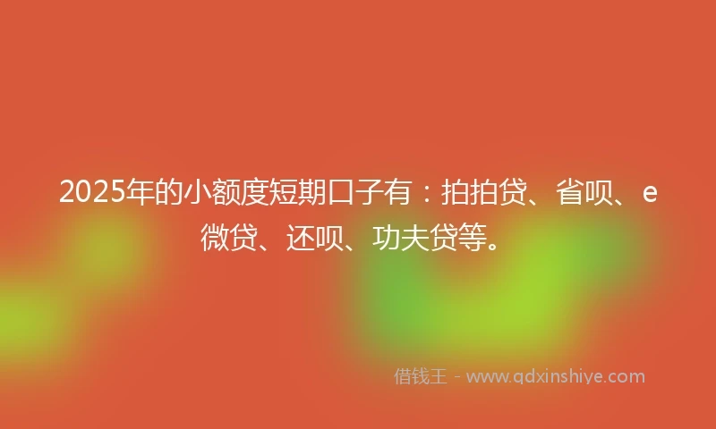 2025年的小额度短期口子有：拍拍贷、省呗、e微贷、还呗、功夫贷等。