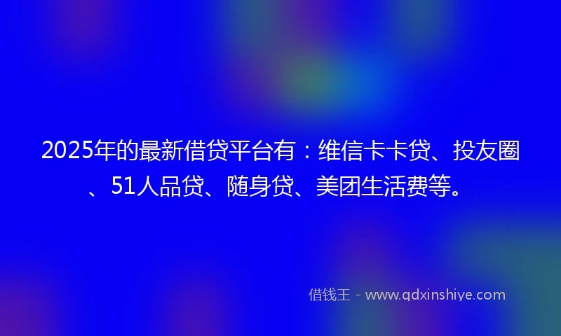 2025年的最新借贷平台有：维信卡卡贷、投友圈、51人品贷、随身贷、美团生活费等。