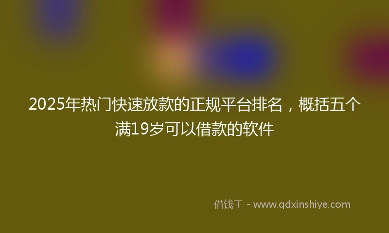 2025年热门快速放款的正规平台排名，概括五个满19岁可以借款的软件