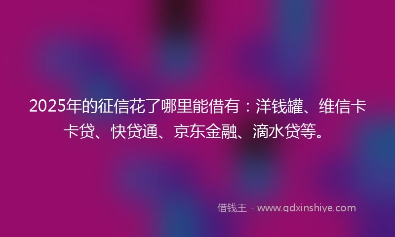 2025年的征信花了哪里能借有：洋钱罐、维信卡卡贷、快贷通、京东金融、滴水贷等。