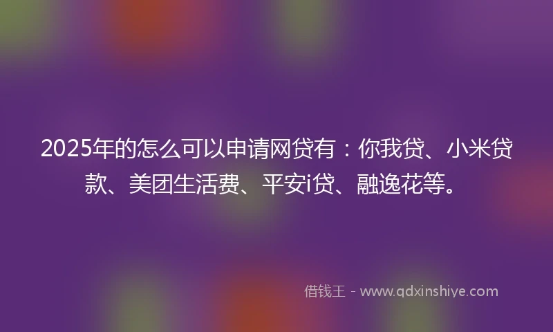 2025年的怎么可以申请网贷有：你我贷、小米贷款、美团生活费、平安i贷、融逸花等。