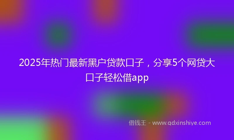 2025年热门最新黑户贷款口子，分享5个网贷大口子轻松借app