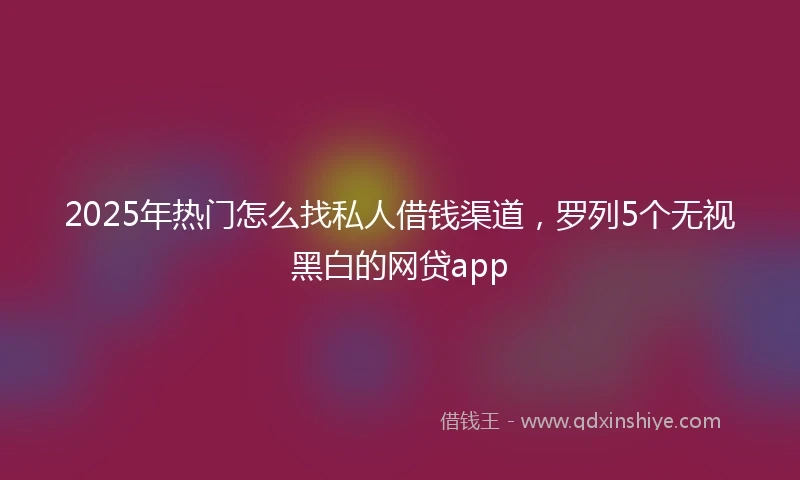 2025年热门怎么找私人借钱渠道，罗列5个无视黑白的网贷app