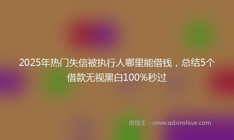 2025年热门失信被执行人哪里能借钱,总结5个借款无视黑白100%秒过