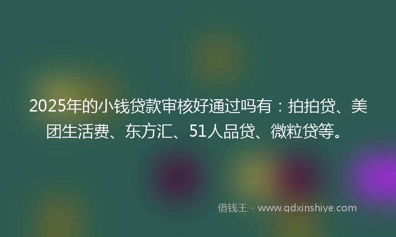 2025年的小钱贷款审核好通过吗有：拍拍贷、美团生活费、东方汇、51人品贷、微粒贷等。