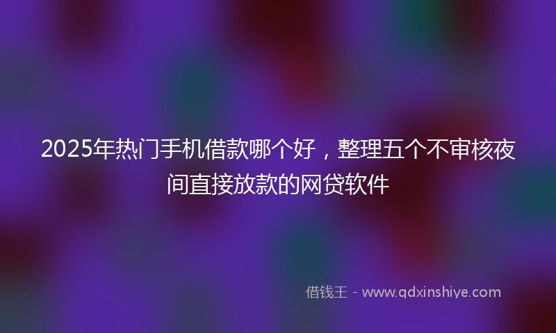 2025年热门手机借款哪个好，整理五个不审核夜间直接放款的网贷软件