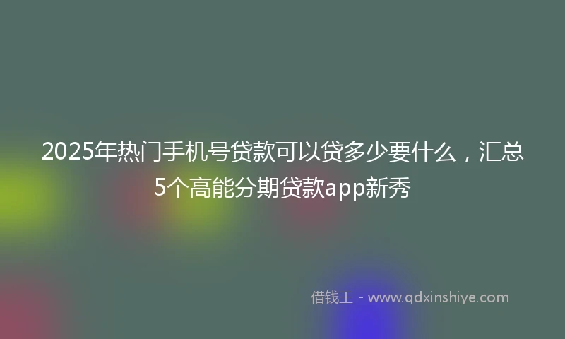 2025年热门手机号贷款可以贷多少要什么，汇总5个高能分期贷款app新秀