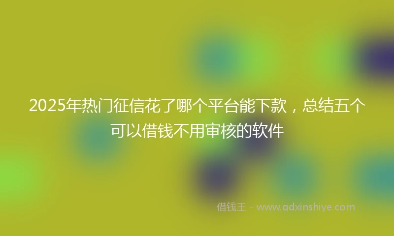 2025年热门征信花了哪个平台能下款，总结五个可以借钱不用审核的软件