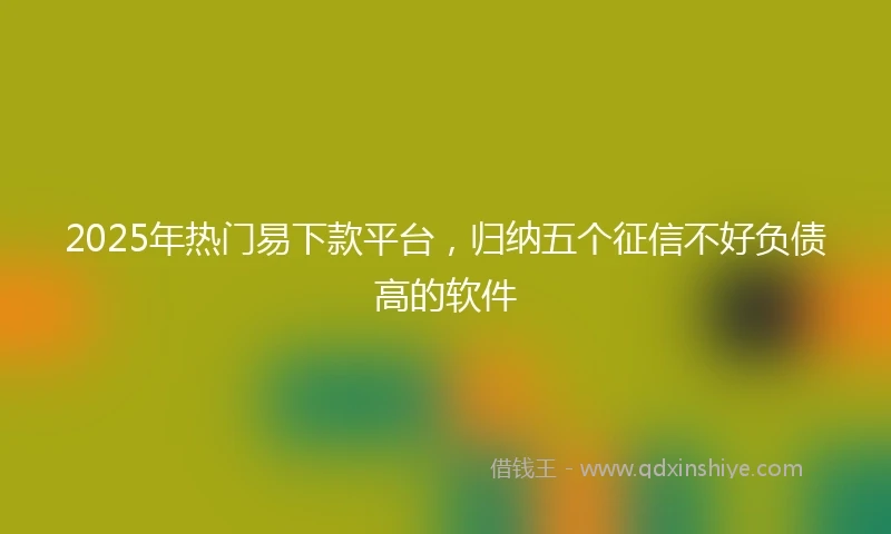 2025年热门易下款平台，归纳五个征信不好负债高的软件