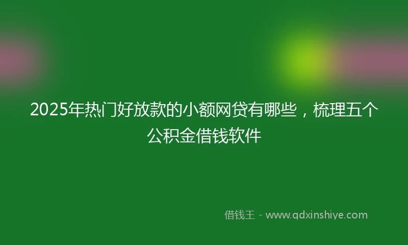 2025年热门好放款的小额网贷有哪些，梳理五个公积金借钱软件