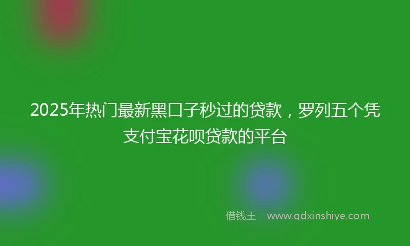 2025年热门最新黑口子秒过的贷款，罗列五个凭支付宝花呗贷款的平台