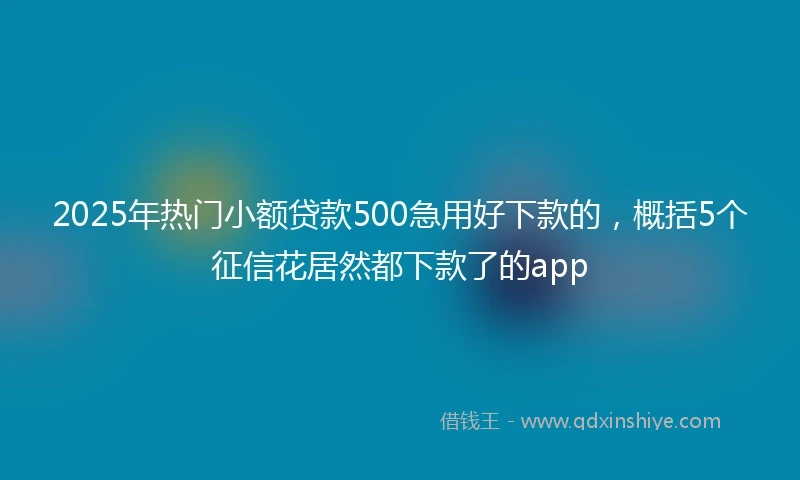 2025年热门小额贷款500急用好下款的，概括5个征信花居然都下款了的app