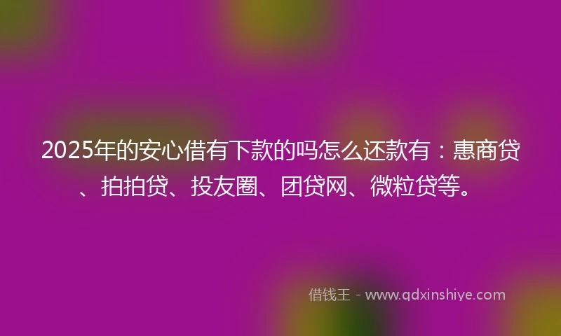 2025年的安心借有下款的吗怎么还款有：惠商贷、拍拍贷、投友圈、团贷网、微粒贷等。
