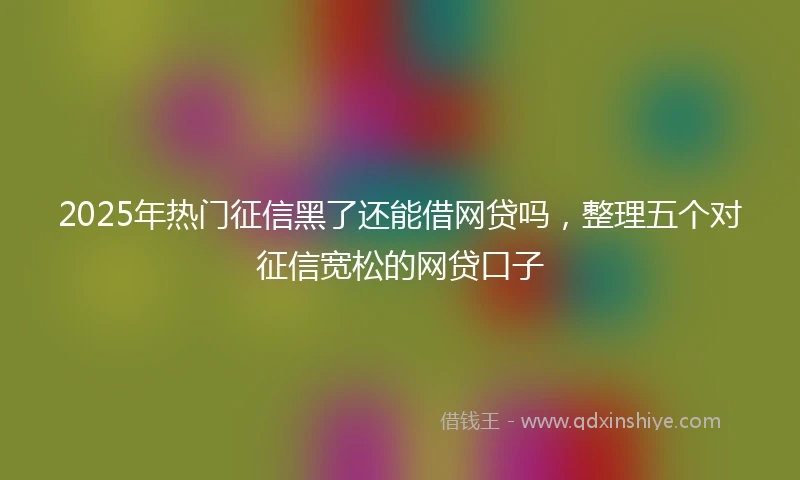 2025年热门征信黑了还能借网贷吗，整理五个对征信宽松的网贷口子