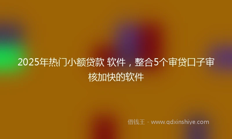2025年热门小额贷款 软件，整合5个审贷口子审核加快的软件