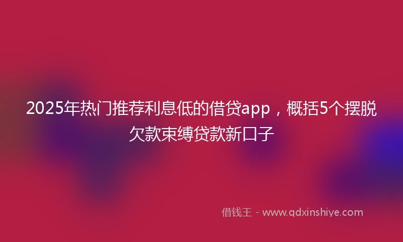 2025年热门推荐利息低的借贷app，概括5个摆脱欠款束缚贷款新口子