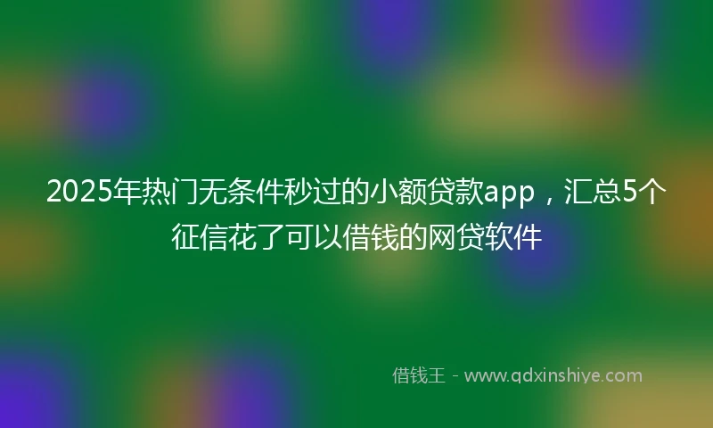 2025年热门无条件秒过的小额贷款app，汇总5个征信花了可以借钱的网贷软件