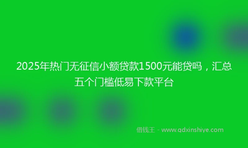 2025年热门无征信小额贷款1500元能贷吗，汇总五个门槛低易下款平台