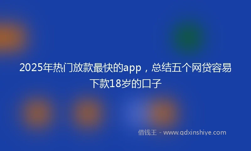 2025年热门放款最快的app，总结五个网贷容易下款18岁的口子