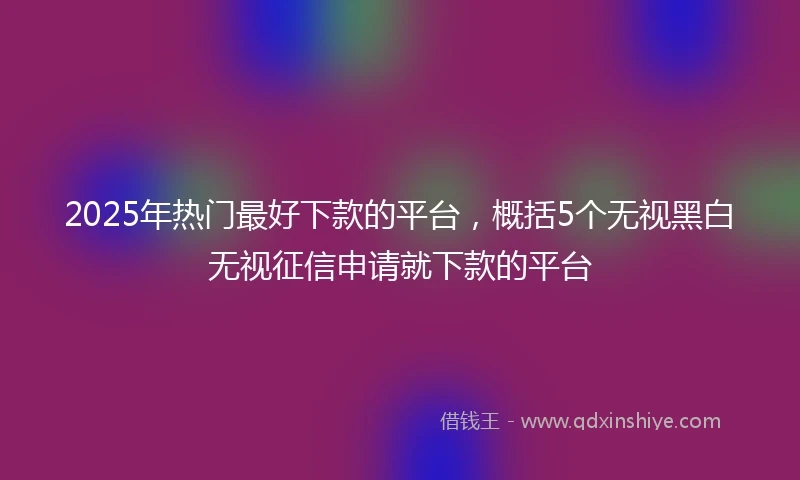 2025年热门最好下款的平台，概括5个无视黑白无视征信申请就下款的平台