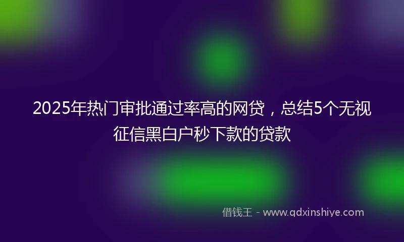 2025年热门审批通过率高的网贷，总结5个无视征信黑白户秒下款的贷款