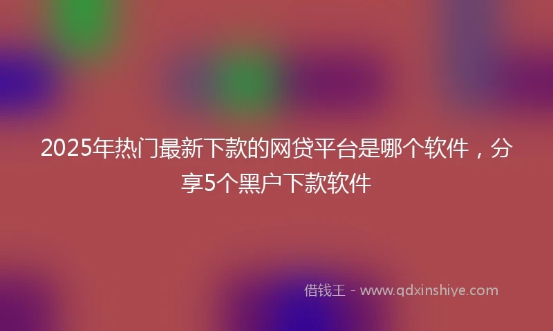 2025年热门最新下款的网贷平台是哪个软件，分享5个黑户下款软件
