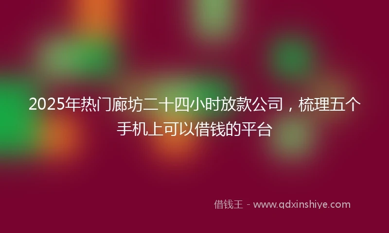 2025年热门廊坊二十四小时放款公司，梳理五个手机上可以借钱的平台