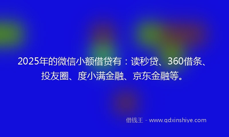 2025年的微信小额借贷有：读秒贷、360借条、投友圈、度小满金融、京东金融等。
