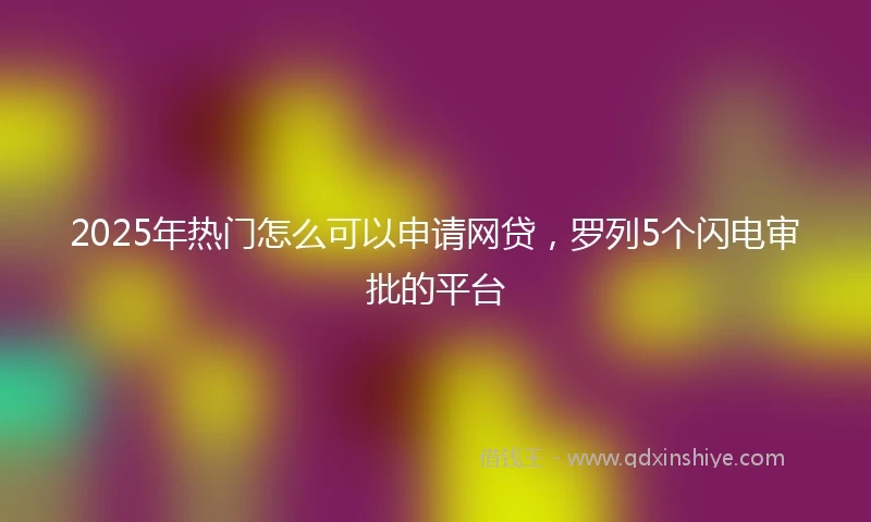2025年热门怎么可以申请网贷，罗列5个闪电审批的平台
