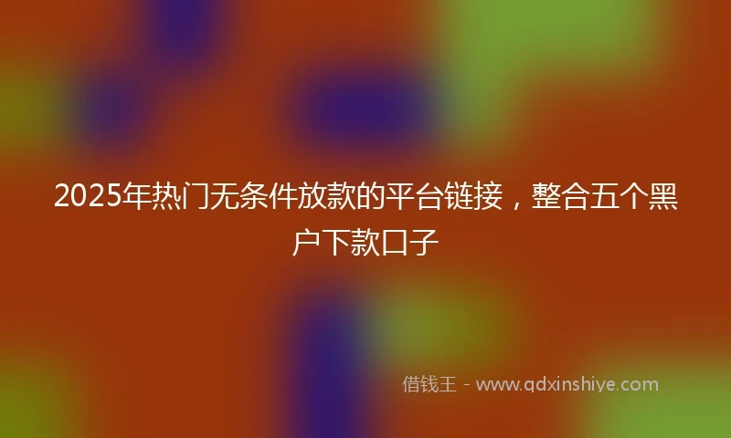 2025年热门无条件放款的平台链接，整合五个黑户下款口子