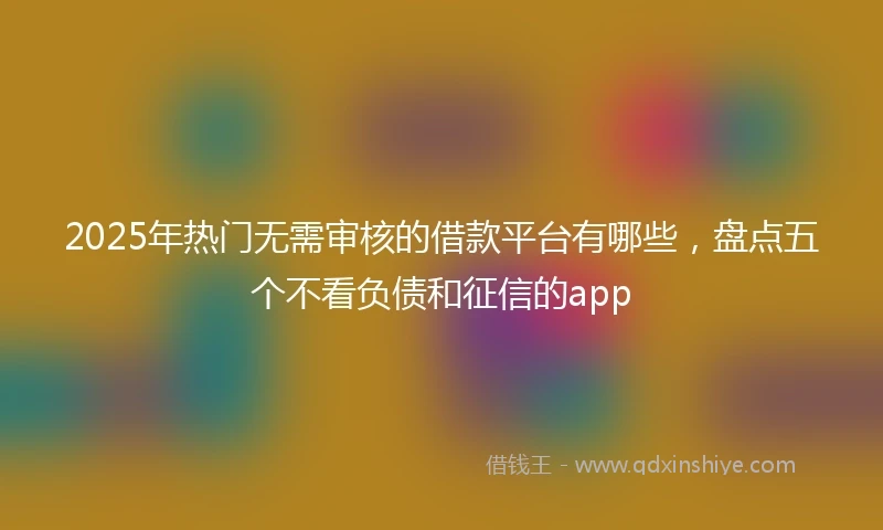 2025年热门无需审核的借款平台有哪些，盘点五个不看负债和征信的app