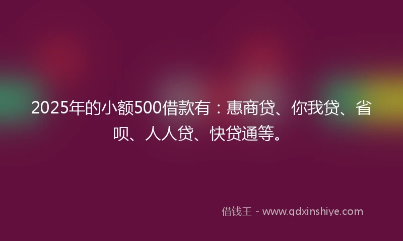 2025年的小额500借款有：惠商贷、你我贷、省呗、人人贷、快贷通等。
