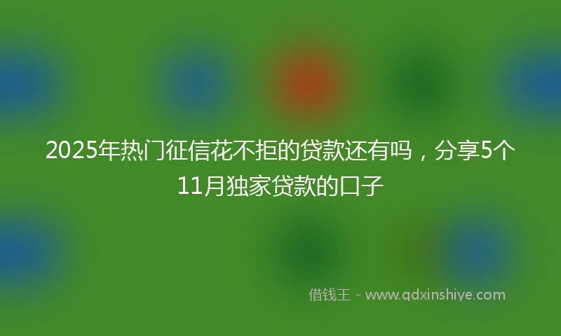 2025年热门征信花不拒的贷款还有吗，分享5个11月独家贷款的口子