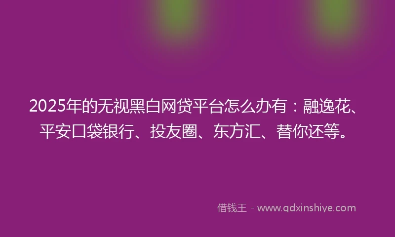 2025年的无视黑白网贷平台怎么办有：融逸花、平安口袋银行、投友圈、东方汇、替你还等。