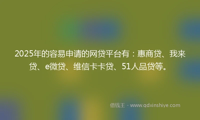 2025年的容易申请的网贷平台有：惠商贷、我来贷、e微贷、维信卡卡贷、51人品贷等。
