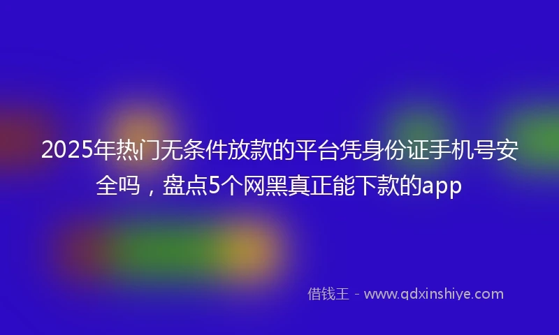 2025年热门无条件放款的平台凭身份证手机号安全吗，盘点5个网黑真正能下款的app