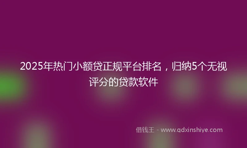 2025年热门小额贷正规平台排名，归纳5个无视评分的贷款软件